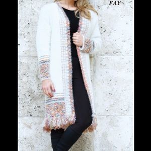 Venario Fay cardigan,white/rainbow sweater medium